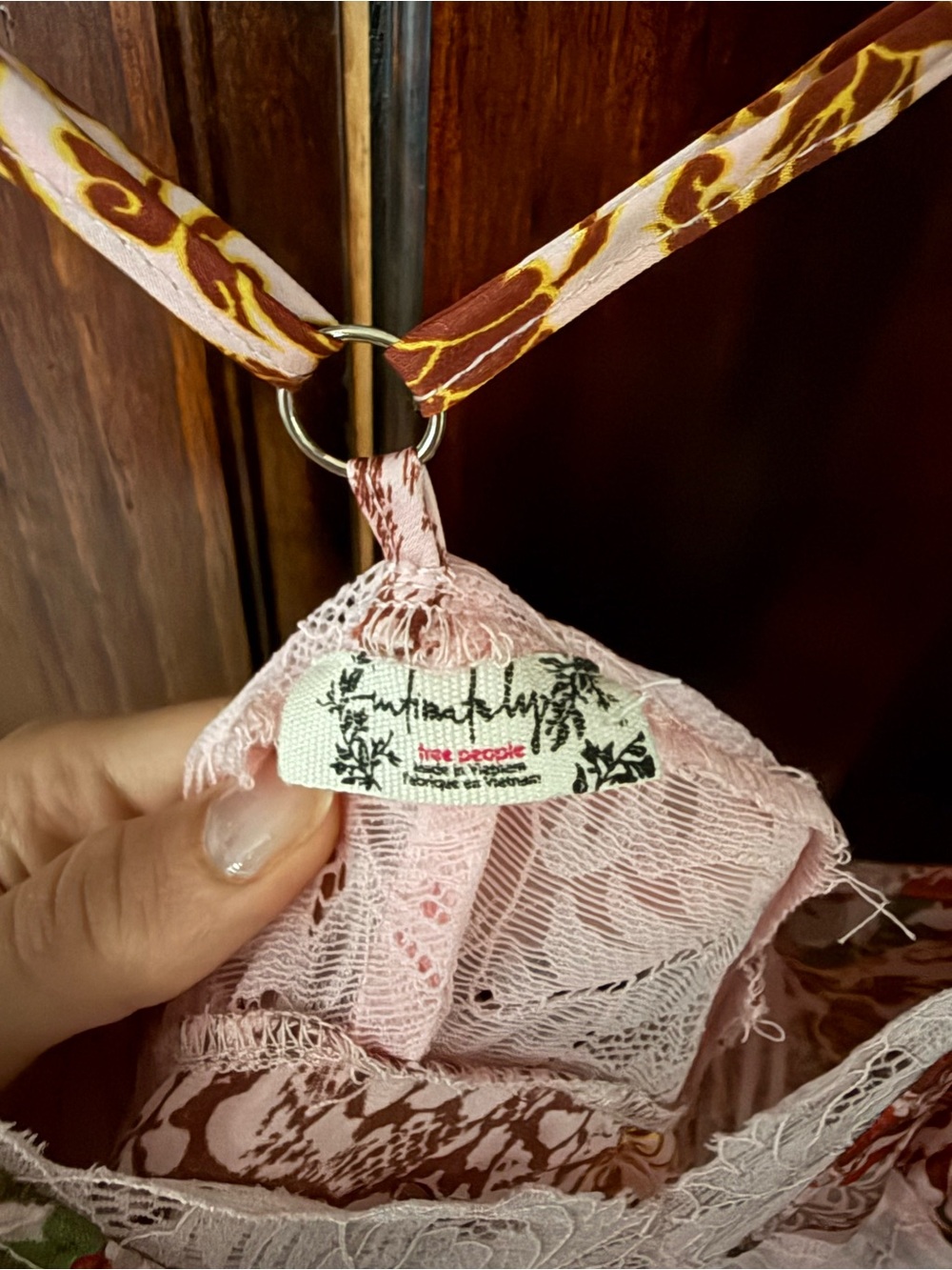 Free People Pink Floral Lace Slip Midi Dress - Picture 7 of 7